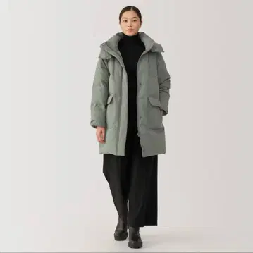 새상품 무인양품 발수 다운 코트 스모키 그린 L 사이즈