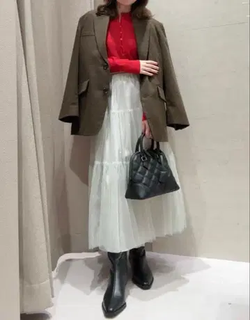 완판 티어드 튤 큐빅 스커트