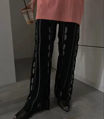 스트라이프 디자인 플레어 팬츠 Ameri