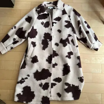 moussy 소 패턴 플리스 롱 코트