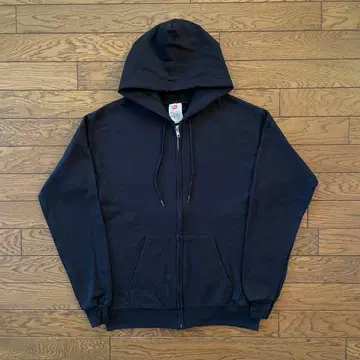 Hanes 풀 집업 후드티 블랙 무지 S