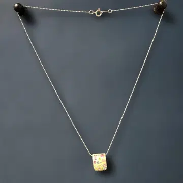 새상품급 쥬얼리 츠츠미 멀티 컬러 스톤 목걸이 실버