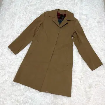 매킨토시 롱 코트 M 사이즈 브라운 체크 깔끔한