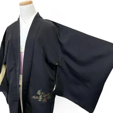 블랙 겉옷 오동나무 문양 풍경 무늬 구름 나무 기모노 072t