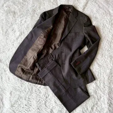 새상품급 카노니코 x 유니버설 랭귀지 수트 셋업 브라운 풀 안감 L