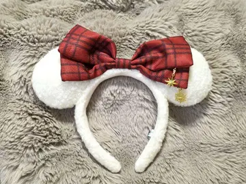 디즈니 머리띠 체크 무늬