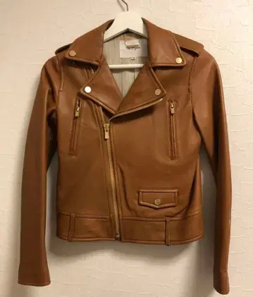 브라운 가죽 라이더 자켓 천연 가죽 양가죽 더 버지니아