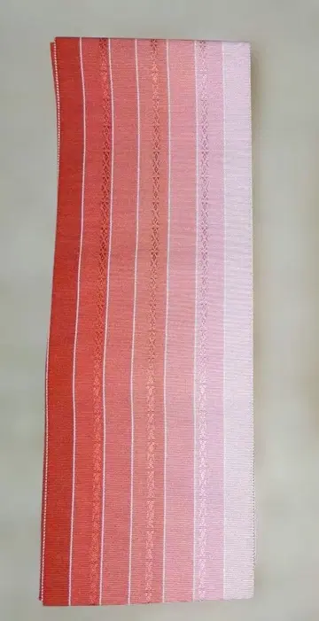 다테지메 순수 실크 빨간색 핑크 그라데이션 스트라이프 모리 하카타오리