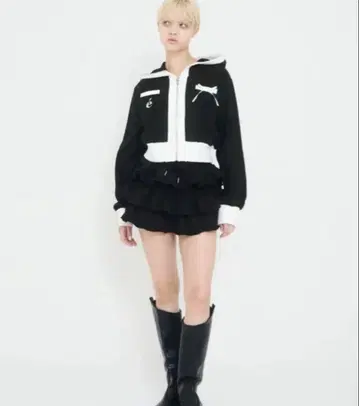 에피누 ribbon piping zip 후드티 셋업 후드티