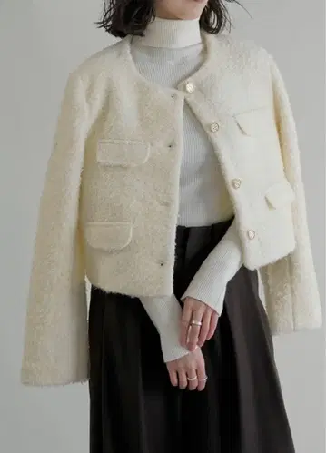 리디 Re: EDIT 보아 리본 노카라 자켓 M 사이즈