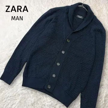 새상품급 자라 숄카라 니트 가디건 면 혼방 긴팔 남성용 네이비 M