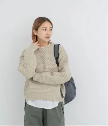 새상품급 EKAL 팝콘 편직 풀오버 니트