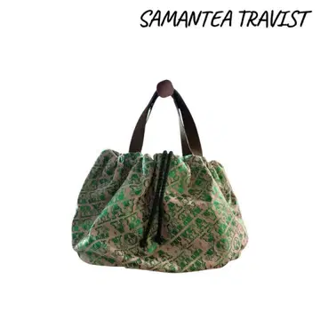 사만다 타바사 뉴욕 올 로고 무늬 복조리 토트백 그린