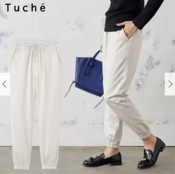 새상품 Tuche 조거 속기모 빈티지 새틴 팬츠 크림 L