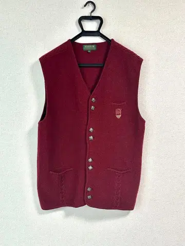 레어 빈티지 SURHOM CLASSIC 버건디 베스트 SH 로고