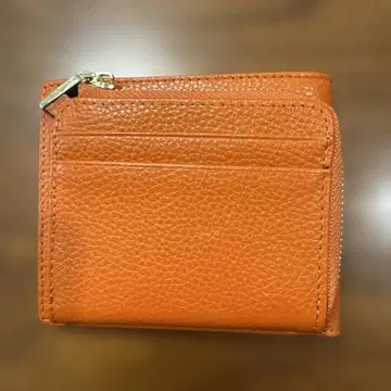 오렌지 가죽 이단 접이식 지갑