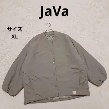 Java 충전솜 퀼팅 자켓 XL 카키 그레이 계열 노카라 오버 사이즈