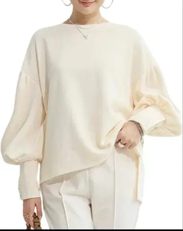 [ 미사용 새상품 ] 퍼프 슬리브 상의 아이보리 M