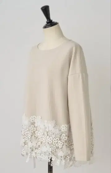 BEARDSLEY 밑단 레이스 코튼 티셔츠