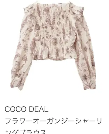 cocodeal 플라워 오간자 셔링 블라우스