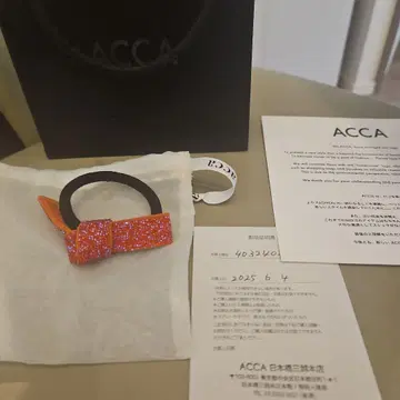 ACCA 리본 포함 머리끈 오렌지 핑크