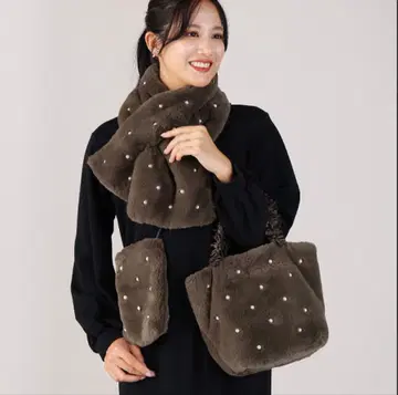 새상품급 티에두르 퍼 잡화 3종 세트 샵 채널 머플러