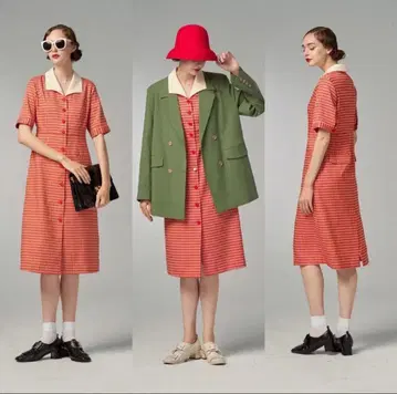 Tnewties 메뉴표로 얼굴을 가린 오픈 카라 체크 원피스