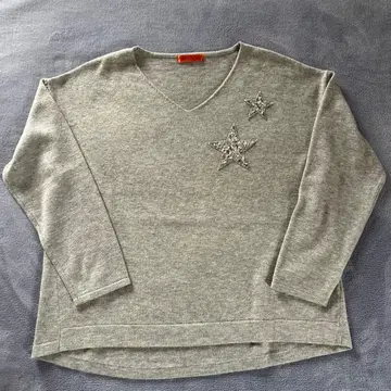 라메 포함 그레이 니트