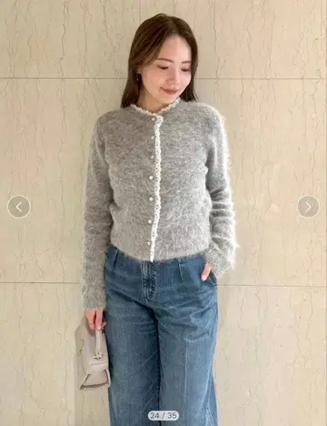 [ 새상품 미사용 택 포함 ] CELFORD 레이스 트리밍 니트 가디건