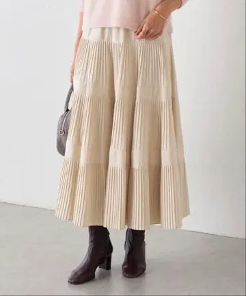 비어즐리 플리츠 캉캉 스커트 화이트