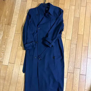 Theory 네이비 더블 브레스트 피 코트