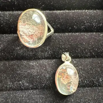 가든 쿼츠 실버 타원형 반지 & 펜던트 탑