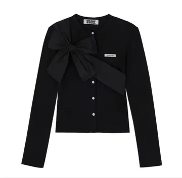 크랭크 리본 가디건 블랙