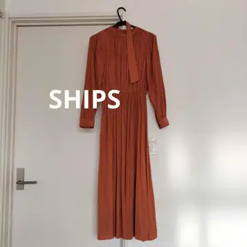 새상품급 SHIPS 원피스 S 사이즈 브라운 계열 보타이 2way