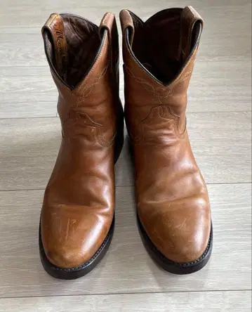 몬타나 25cm 8 가죽 숏 웨스턴 부츠 카멜 천연 가죽 낮은 힐