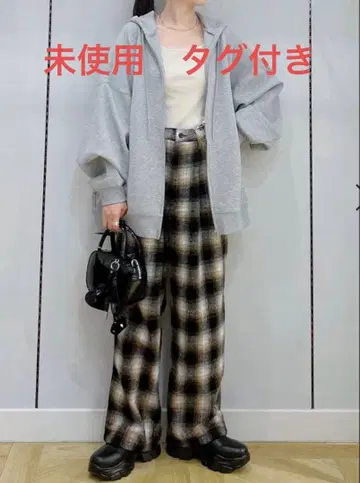 완판템!! LOWRYSFARM 샤기 체크 페인터 팬츠 미사용