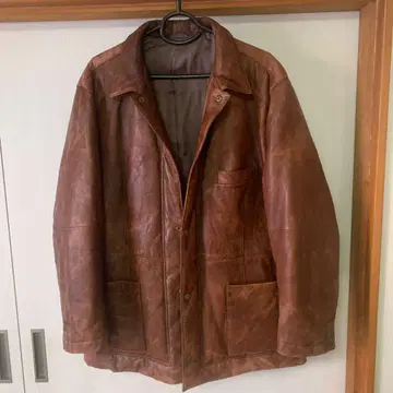 PAPAS 브라운 가죽 캐주얼 자켓