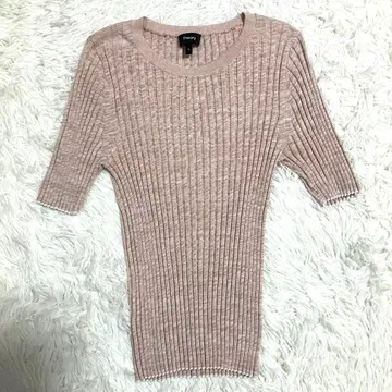 띠어리 리브 반팔 니트 스트레치 코튼 베이지 S