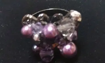 ANNA SUI 보라색 비즈와 펄 반지 2회 사용 (새상품급)