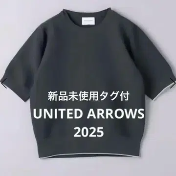 미사용 새상품 택 포함 유나이티드 애로우즈 라메 라인 숏 슬리브 니트