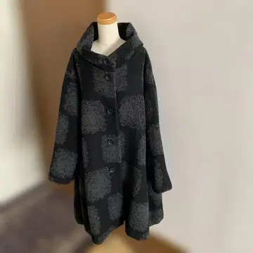 자우 울 혼방 롱 코트 블랙과 그레이