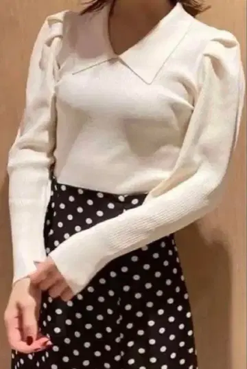 SNIDEL 컬러 디자인 니트 풀오버 화이트