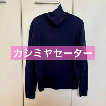 UNIQLO 캐시미어 터틀넥 스웨터 M 네이비 블랙