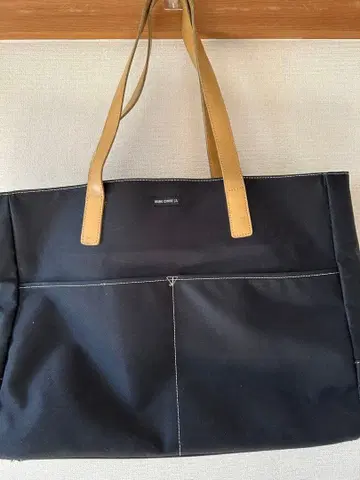 블랙 나일론 토트백 베이지 핸들 모노콤사