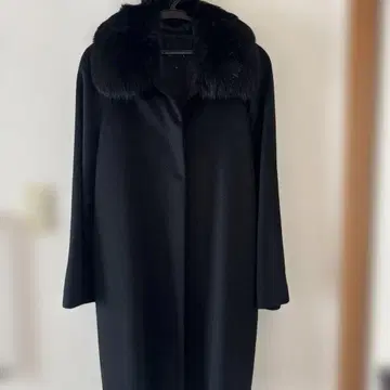 [ 새상품급 ] 캐시미어 100% 폭스 카라 부착 롱 코트