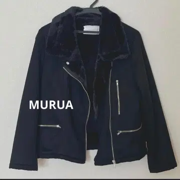 [새상품급] MURUA 블랙 인조 모피 라이더 무스탕 자켓