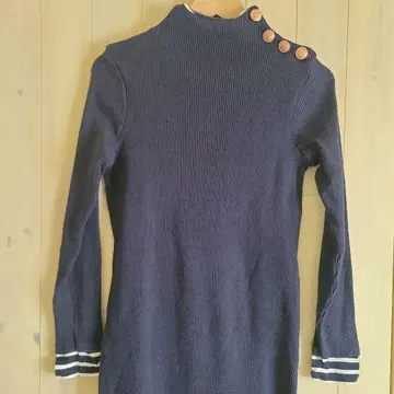 PETIT BATEAU 어깨 버튼 네이비 원피스 리브 원피스