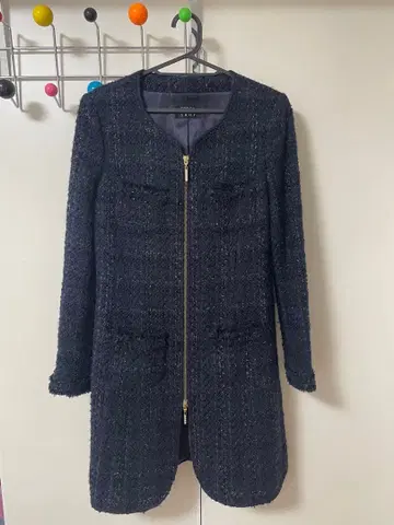 EPOCA 네이비 트위드풍 롱 코트