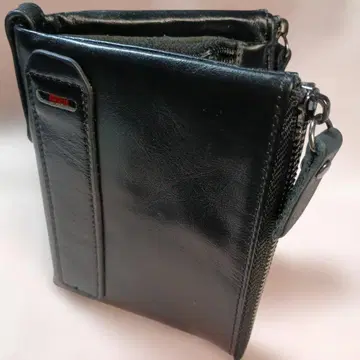 이단 접이식 지갑 블랙 가죽 지퍼형 대용량 / 배송비 포함