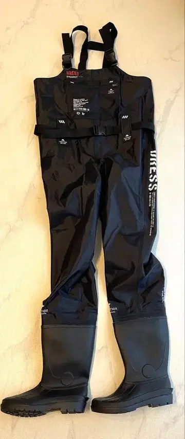 DRESS 방수 블랙 가슴장화 라디알 밑창 L